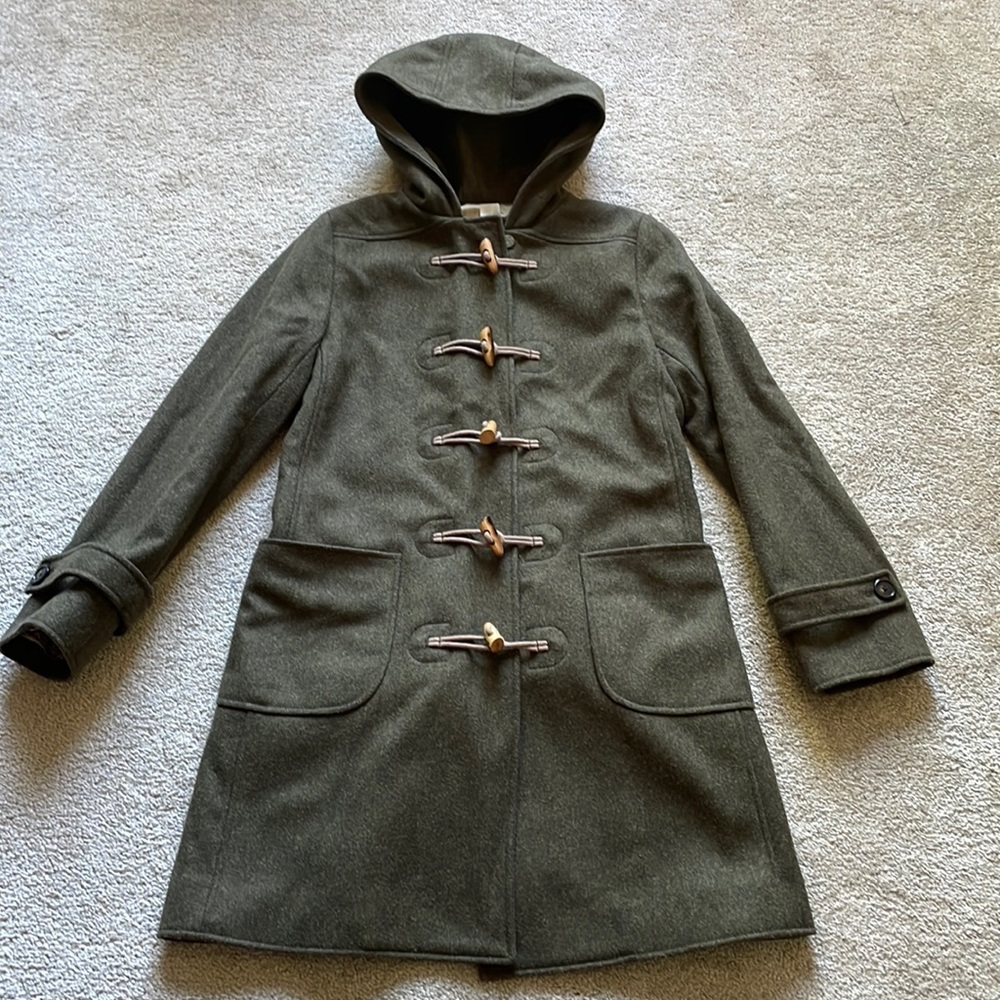 1990s vintage J.Crew wooden toggle pea coat, size XS